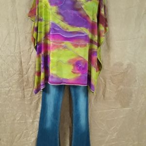 Hand-painted 100% silk kimono style blouse